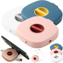 Enrollador de cables y soporte para teléfono 2 en 1. Duradero y compacto.
