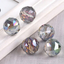 Cuentas sueltas redondas de cristal facetado de 20 mm para manualidades y fabricación de joyas - Verde rosa