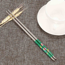 Stainless Steel Chopstick Set - Elegant Twin-Pair Design, Non-Slip Handle, Dishwasher-Safe Utensils, Crafted For Asian Cuisine