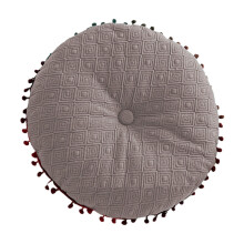 Round Trim Tassel Pumpkin Throw Pillow, Vintage Floor Cushion for Couch/Chair/Bed/Car, 15.74" Gray