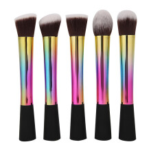 Cruelty Free Makeup Brush Kit No Shed Technology Vegan Synthetic Fibers Aluminum Ferrules Multi Function Sturdy Acrylic Handles For Foundation Blush
