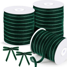 3 rotoli di nastro di velluto da 3/8" x 50 iarde ciascuno (150 iarde in totale), bordeaux/verde/kaki, per confezioni regalo, matrimoni, lavori