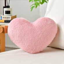 Pink Heart Pillow – Valentine's Day Decor, Faux Rabbit Fur Plush Cushion for Girlfriend, Anniversary Gift (7.9"x5.6"), compatible with home decor