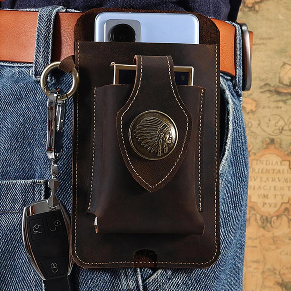 Leather Phone With Belt Clip Sheath Pocket Carrying Pouch Waist Bag Coffee Brown 9180435295903