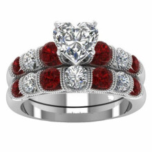 Ensemble de bagues de couple en diamants et moissanite – Alliances en forme de cœur avec zircon cubique blanc, bagues de promesse en acier