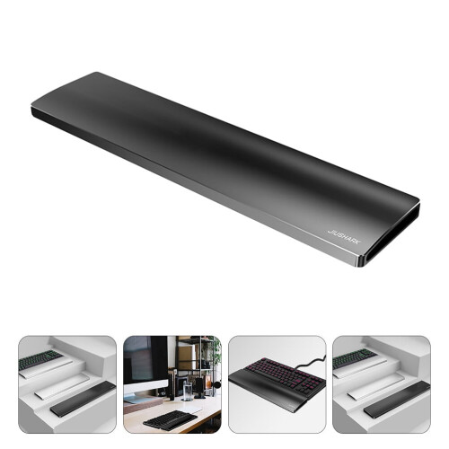 Håndledsstøtte til tastatur i aluminiumslegering, sort, 1 stk.