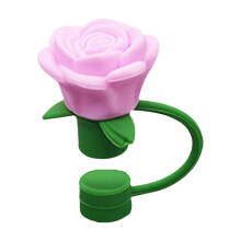 Valentine's Day 10mm Silicone Rose Cup Toppers, Reusable Floral Drink Covers, Romantic Gift for Women – Compatible with Standard Cups