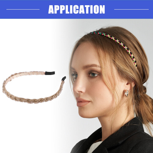 Cerchietto per capelli da donna con perline color oro 2