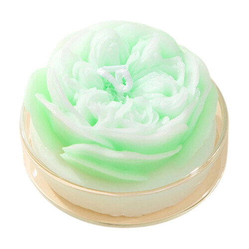 Vela aromática con forma de rosa, color verde, 1 unidad.