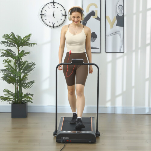 Foldable Walking Treadmill LED Display Wheels 2