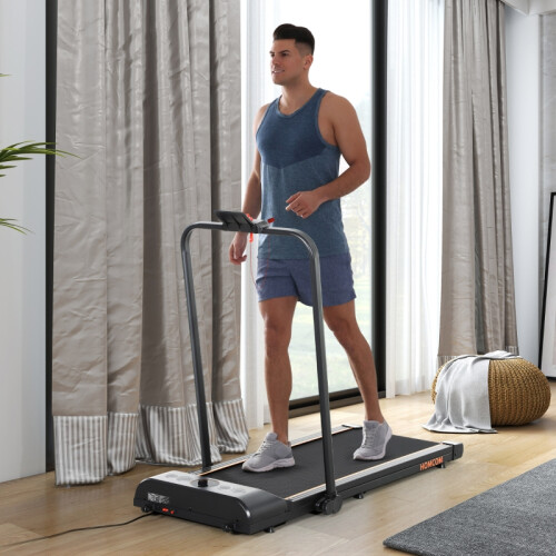 Foldable Walking Treadmill LED Display Wheels