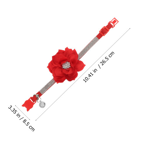 Red Rhinestone Dog Collar Adjustable Plush for Stylish Pet Decor 1