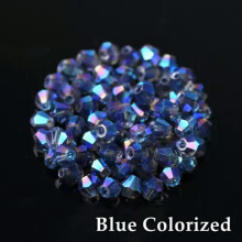 Crystal glass bicone beads blue 6mm 50pcs