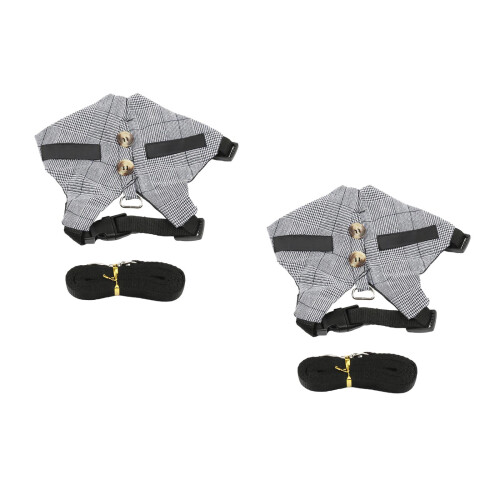2Sets Small Pet Chest Strap and Leash Grey Cotton Polyester Comfort