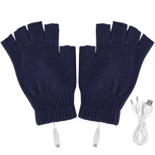 USB Electric Heated Gloves for Women & Men, Fingerless, 5V Rechargeable, Compatible with USB 2.0, Washable, Winter Sports & Skiing