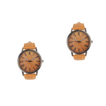 2Pcs Orange Casual Canvas Watch for Women Durable Fashion Wristwatch