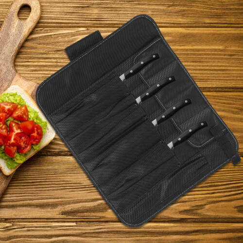 3Pcs Black Oxford Fabric Cutter Roll Bag for Kitchen Cooking Tools 2
