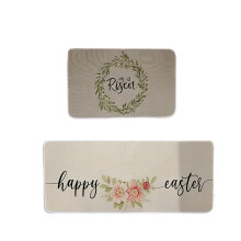 Easter Bunny Kitchen Mats Set of 2 Non-Slip Washable Blue