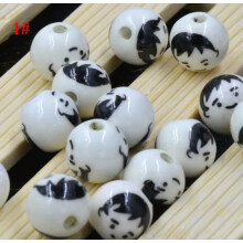 4/20pc12mm Cuentas redondas sueltas de cerámica de porcelana azul y blanca para la fabricación de joyas-1#-20 piezas