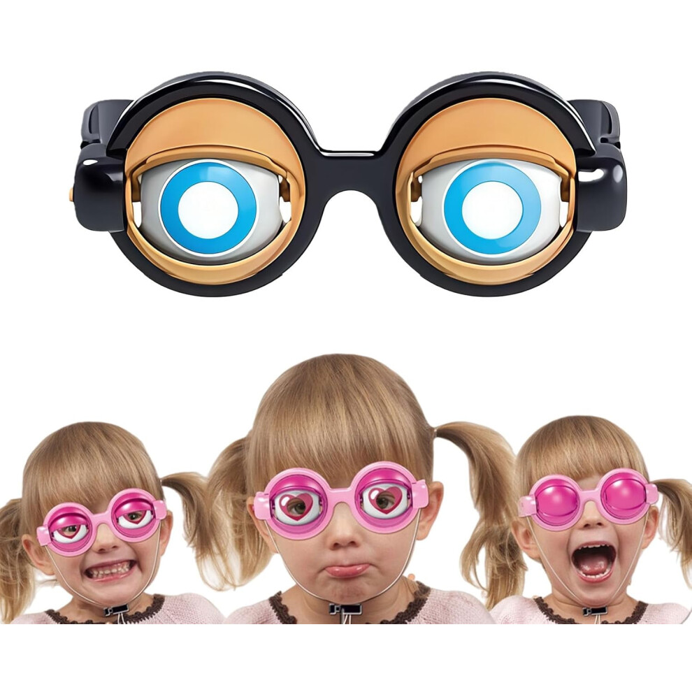 Black Crazy Eyes Glasses, Winking Glass, Novelty Shaking Eye Glasses, Funny Sunglasses For Adults, Blinking Glass For Party And Performances