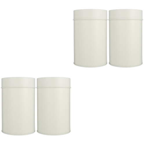 4Pcs Stylish White Tinplate Tea Canisters Airtight Kitchen Jars 2