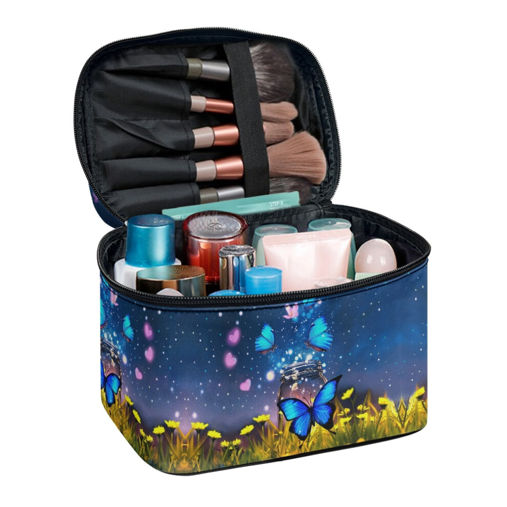 Mason Butterflies Polyester Travel Cosmetic Organizer Bag With Brush Storage Storage Pockets Cosmetic Bag Brush Protectors