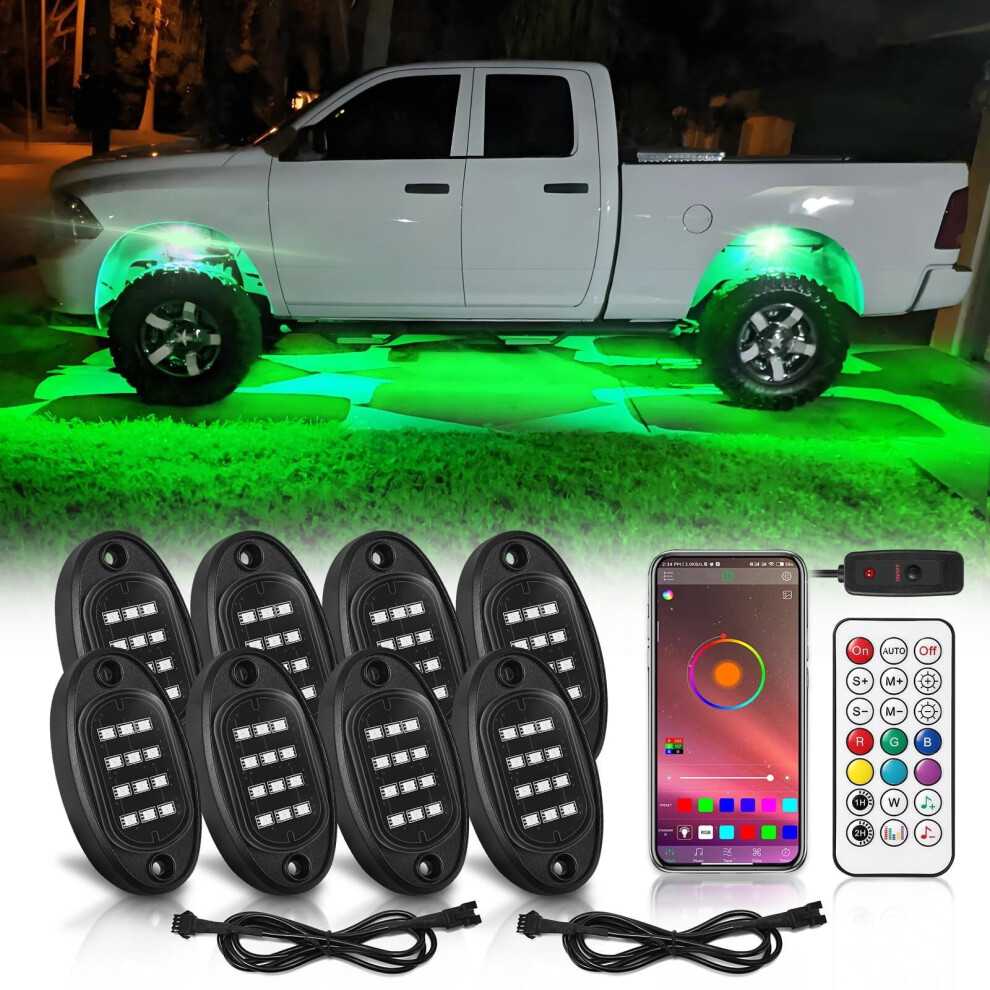 Led Rock Lights Kit Â Bluetooth/Rf Remote, Dreamcolor Addressable Neon Underglow, 12V Waterproof, Compatible With Trucks, Jeep, Atv, Utv, Golf Cart, 9377112583990