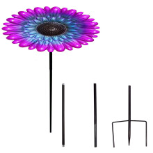 Vintage Metal Flower-Shaped Bird Bath & Feeder, Freestanding with Stake, Compatible with Outdoor Use