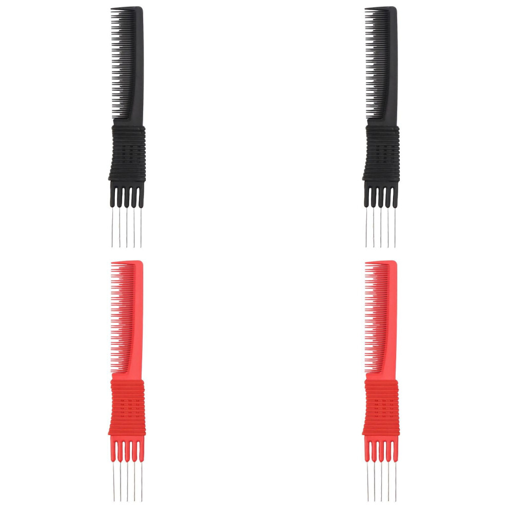 4/3/2/1pcs Lift Teasing Combs with Metal Prong Salon Teasing Back Combs Hair Styling Comb Lifting Fluffing Comb with Metal Pick Hair Picks for Women