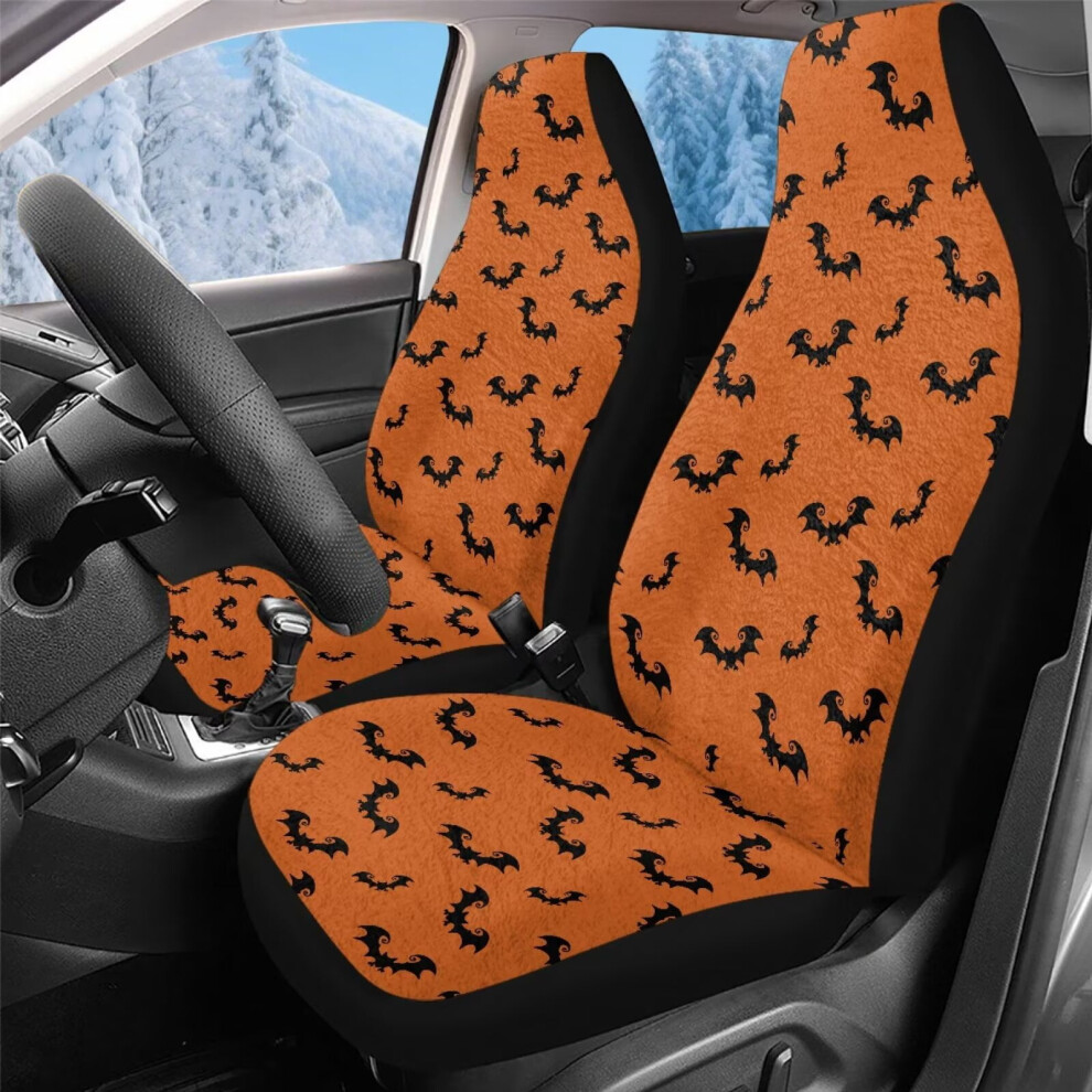 2-Pack Soft Bat Car Seat Covers, Universal Fit For Cars, Sedans, Trucks, Suvs Â Compatible With Most Vehicles Orange/Black 9377112586922