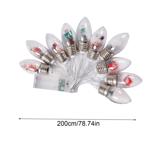 Christmas Light String Santa Snowman 10 LED 6.5FT Battery 1