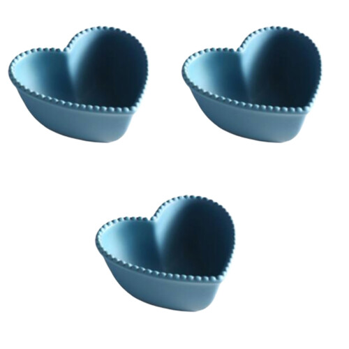 3Pcs Light Blue Ceramic Salad Dessert Fruit Bowls for Home