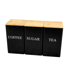 Vintage Metal Canisters Set of 3 – Airtight Tea/Coffee/Sugar Jars with Lids, Farmhouse Kitchen Storage, Space-Saving Pantry Organization