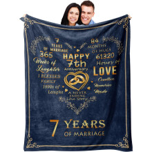 7th Anniversary Copper & Wool Blanket (40x50") – Compatible with 7-Year Marriage Gifts for Him & Her