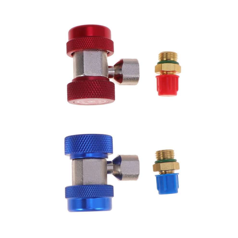 2Pcs Manual Coupler Connector Adapter For Car A/C Refrigerant Charging Hose Auto Air Conditioning ( And Blue) Red/Blue 9085618894037