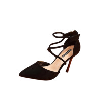 Willtoo Women's Suede Cross-Strap Pointed Toe Stiletto High Heels for Spring Events Black