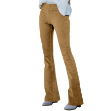 Stretchy Waist Corduroy Pants Women's Vintage Bottoms Fall Fashion Trousers