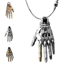 Mechanical Hand Pendant for Necklace, Movable Finger Joints Robot Hand Charm Jewelry, Steampunk Arm Necklace, for Men Women