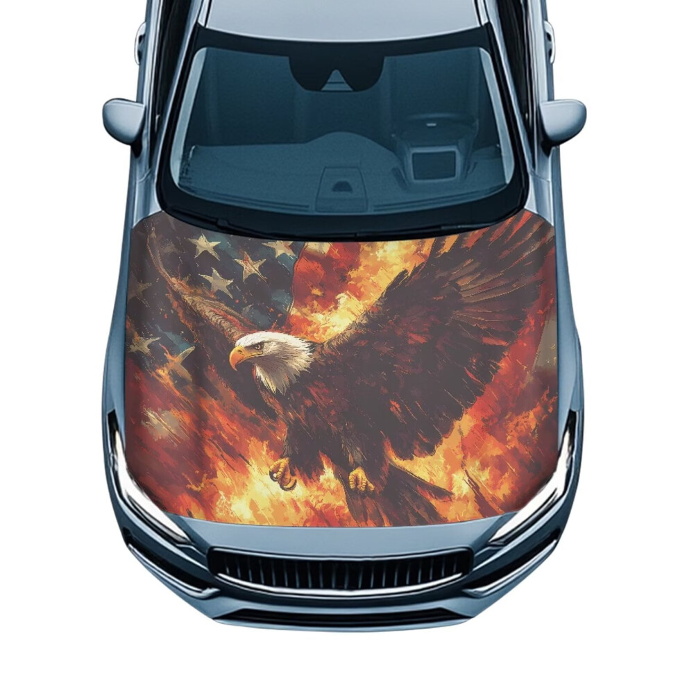 American Flag Bald Eagle Car Hood Cover Â Soft Decorative Protection, Universal Fit For Cars, Trucks, Suvs, All Seasons, Compatible With Most 9027700591882