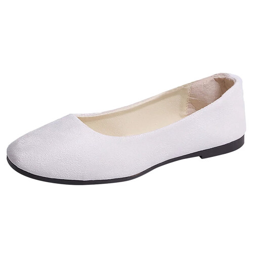 Willtoo Women's Flat Slip-On Ballet Flats White US 10 1