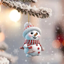 Snowman Ornament fot Christmas Tree Decoration Santa Hat Red and White Standing Snowman Christmas Ornament 3Inch