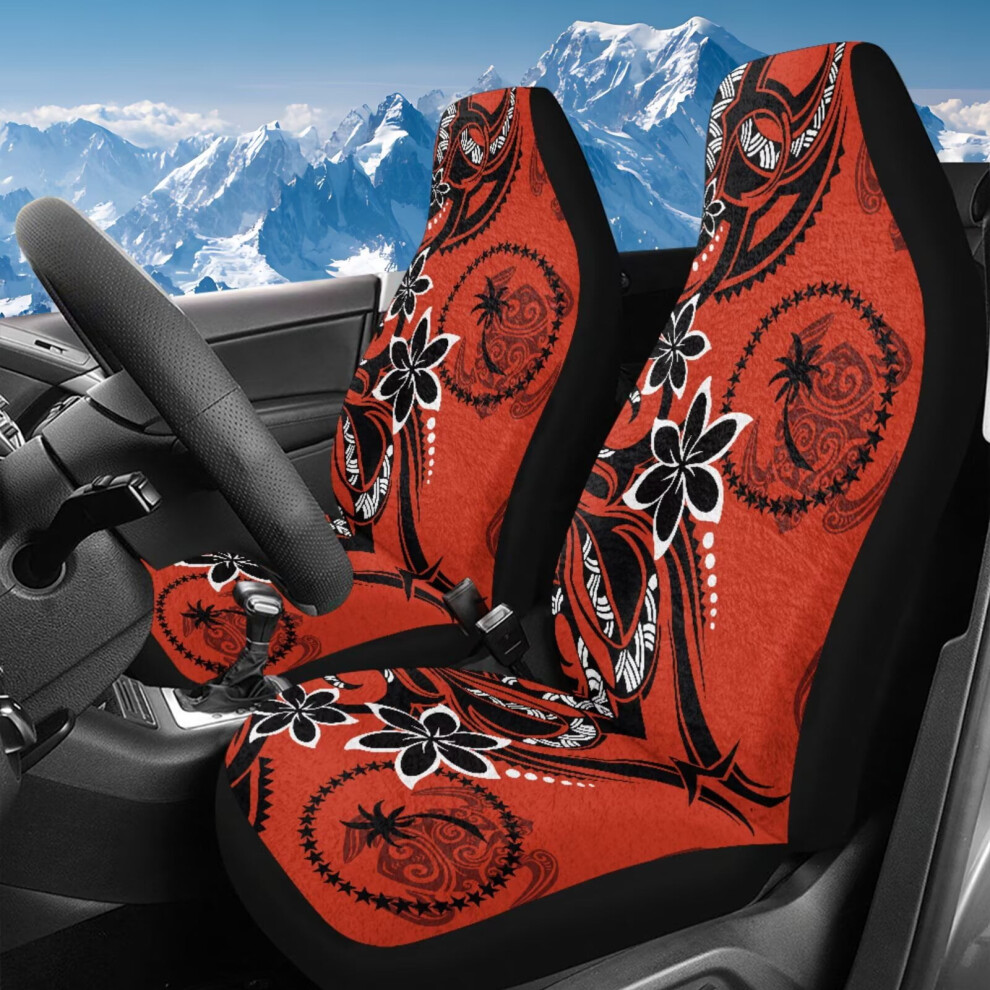 Universal Car Seat Covers 2 Pcs, Washable Velvet, Polynesian Flowers Design, Highback Bucket Fit Â Compatible With Most Cars, Trucks, Suvs, Coral 9027700127821