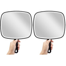 Hand Mirror, Extra Large Black Handheld Mirror with Handle, 9" W x 12.4" L (Pack of 2)