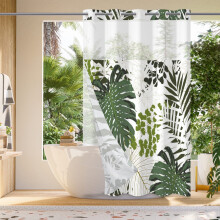 Green Palm Leaf Shower Curtain with Snap Liner 7171 Inch