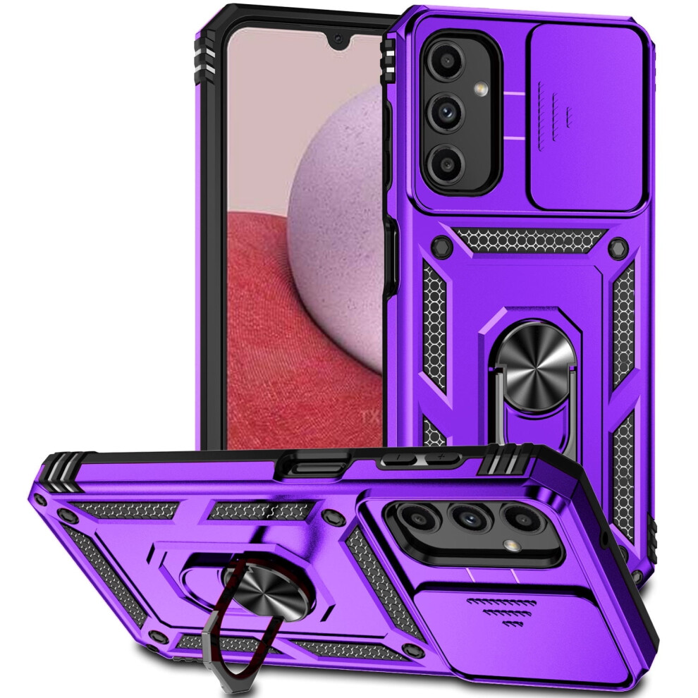 Galaxy A13 5G Kickstand Armor Case With Slide Lens Cover, 360 Rotating Ring Holder, Magnetic & Shockproof Â Compatible With Samsung Galaxy Purple 9193271887690