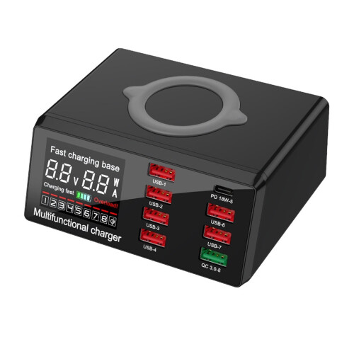 Ασύρματος σταθμός φόρτισης W8Ports PD Γρήγορος φορτιστής USB Quick3.0 Adapter HUB, κατάλληλος