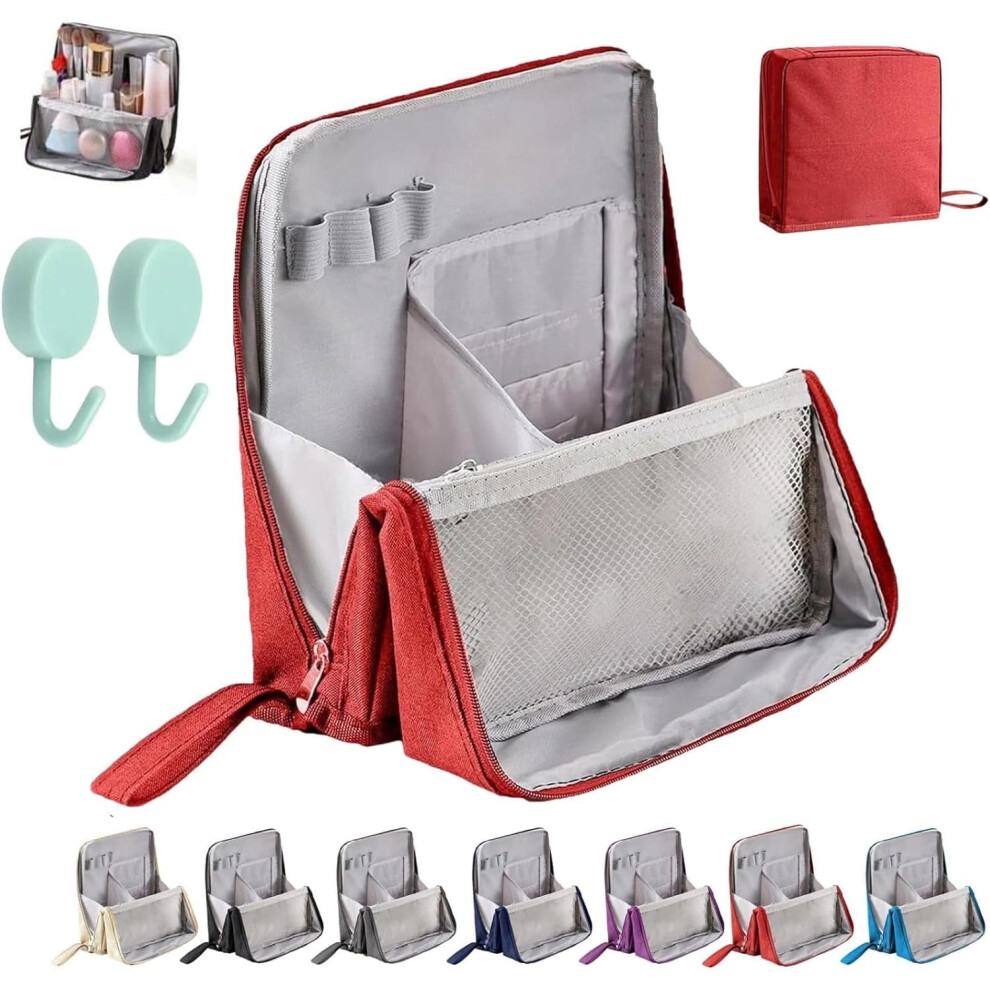 Vertical Standing Makeup Organizer Bag â Portable, Large Capacity, Multi-compartment Toiletry Bag, Compatible with Doresty