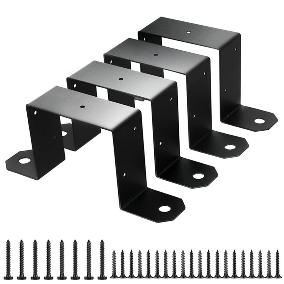 Heavy-Duty 4X4 Black Post Brackets For Strong And Secure Fence Support Home Decor 9027700128330