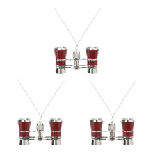 3Pcs Silver Wine Red Metal 3X Binoculars for Opera and Racing