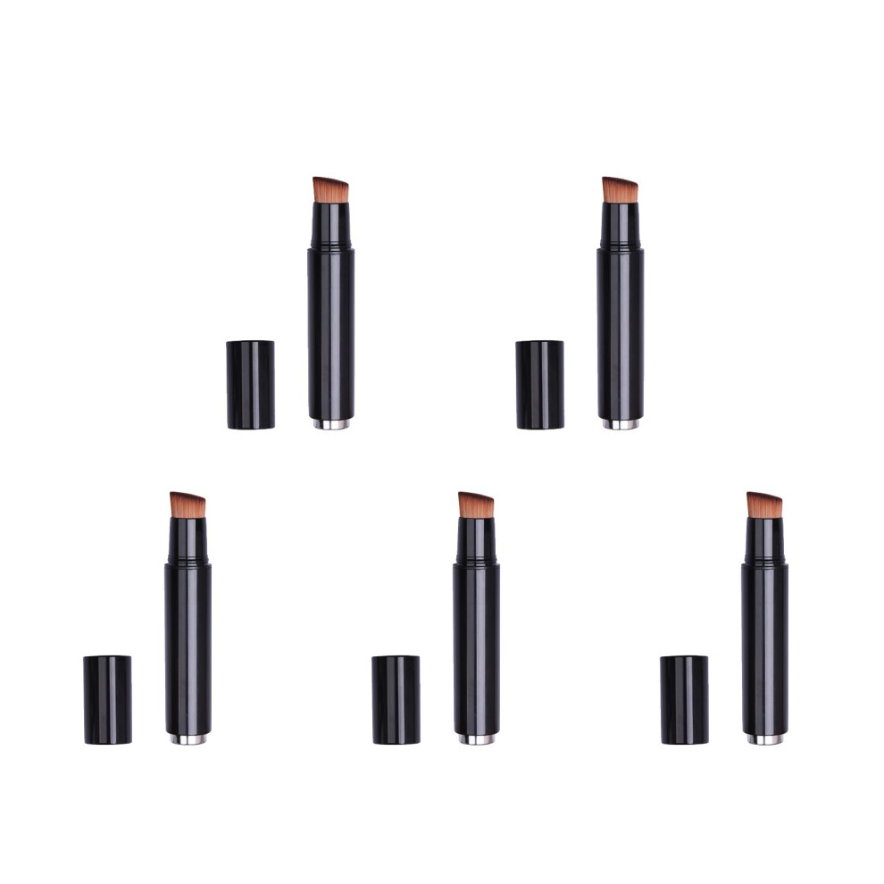 Aboofan Black 5Pcs Portable Makeup Brushes Silky Cosmetic Foundation Brush Kit